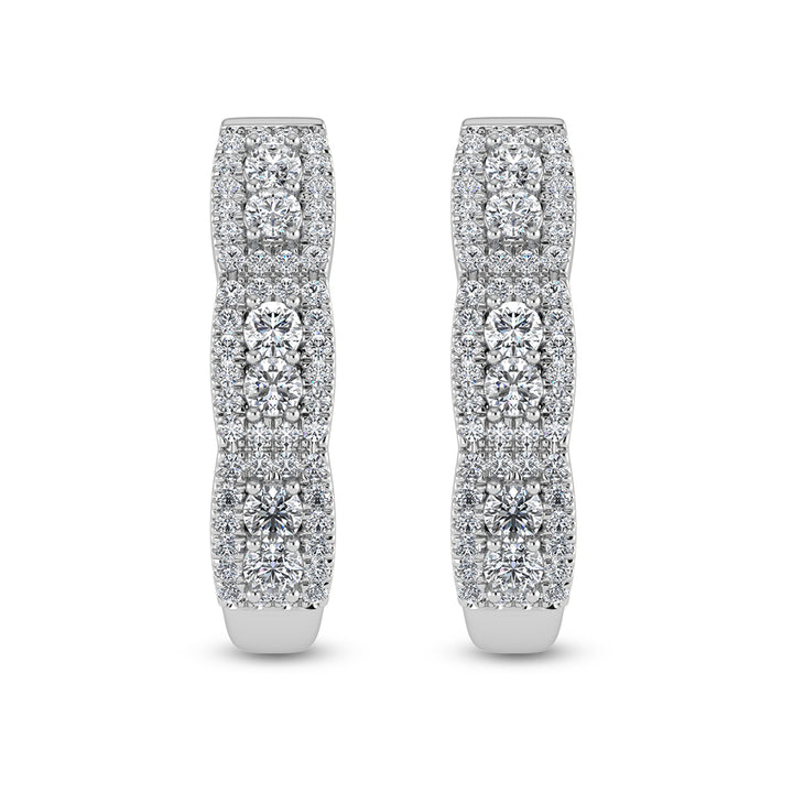 14K White Gold Diamond 1 1/4 Ct.Tw. Hoop Earrings