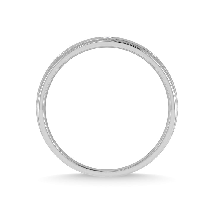 14K White Gold Diamond 1/8 Ct.Tw. Mens Machine Band