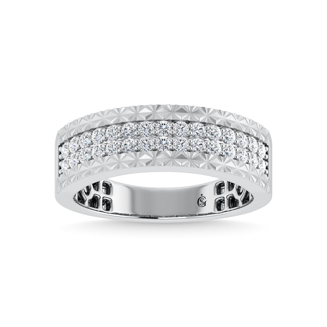 14K White Gold Diamond 1/2 Ct.Tw. Mens Band