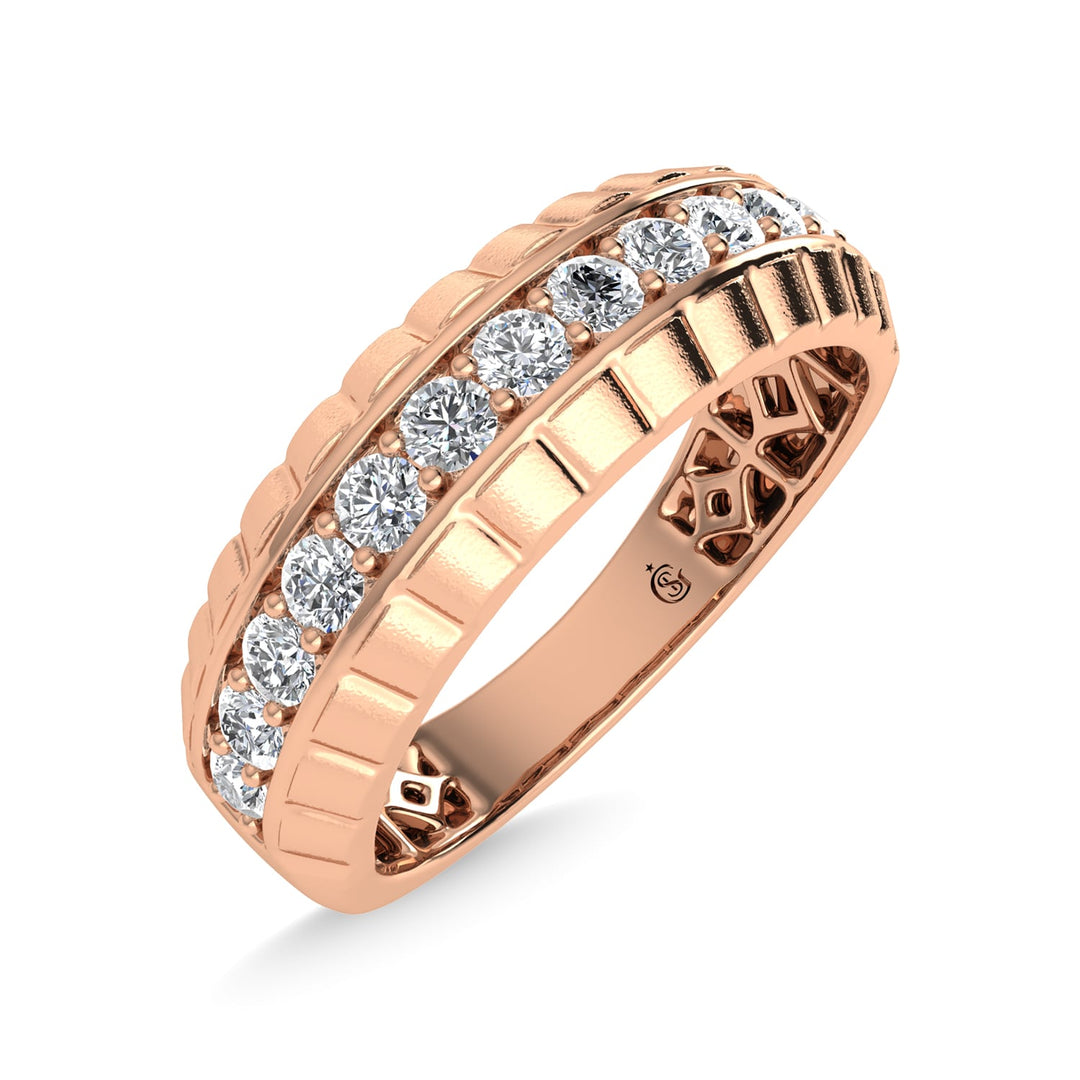 14K Rose Gold Diamond 1/2 Ct.Tw. Mens Band