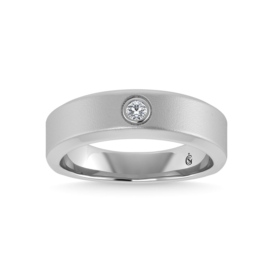 14K White Gold Diamond 1/20 Ct.Tw. Mens Machine Band