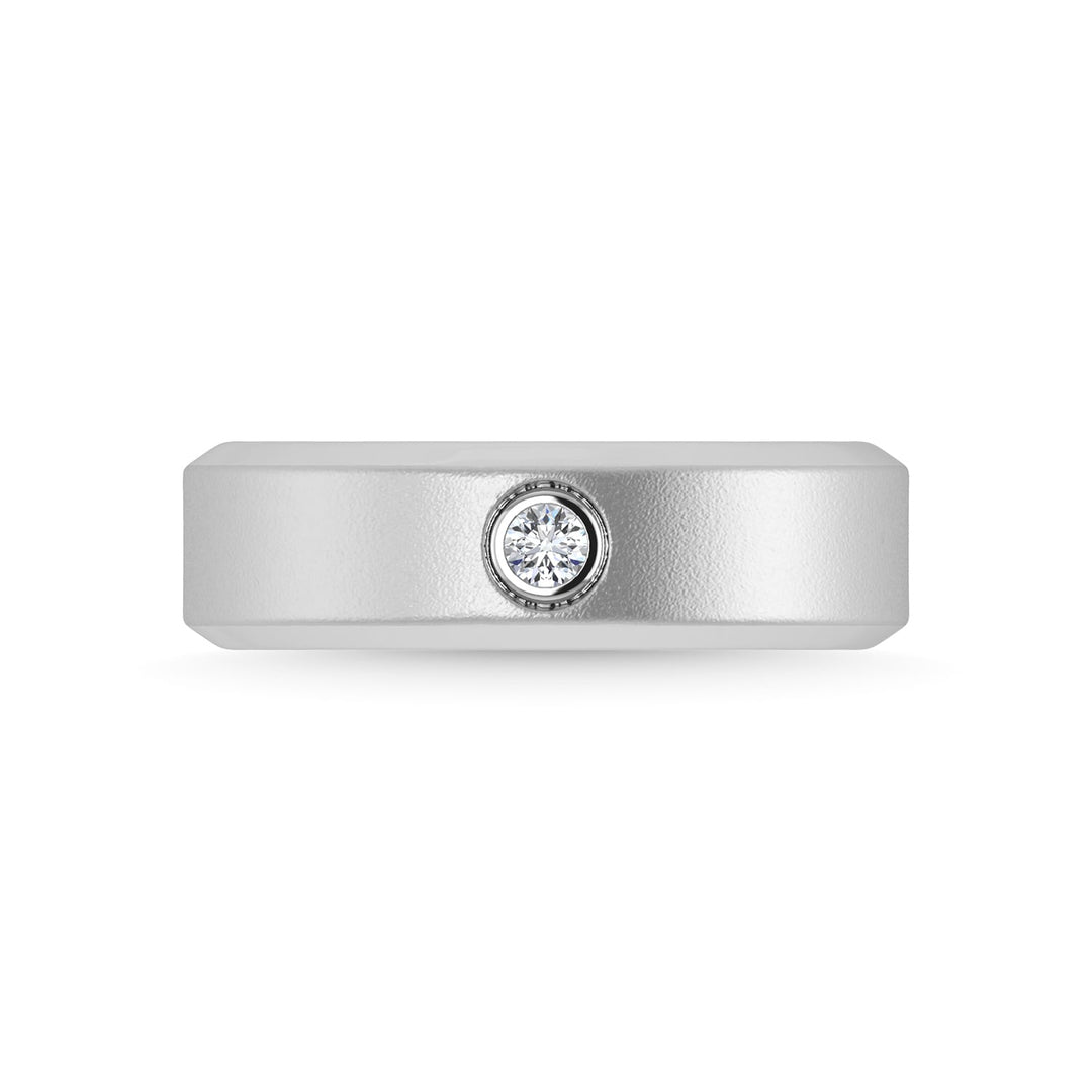 14K White Gold Diamond 1/20 Ct.Tw. Mens Machine Band