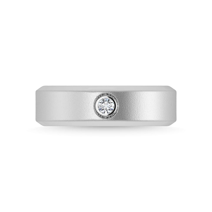 14K White Gold Diamond 1/20 Ct.Tw. Mens Machine Band