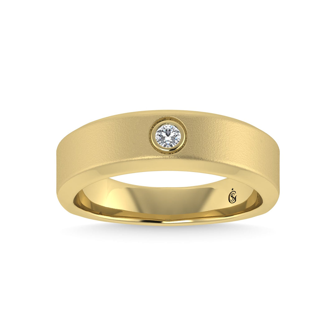 14K Yellow Gold Diamond 1/20 Ct.Tw. Mens Machine Band