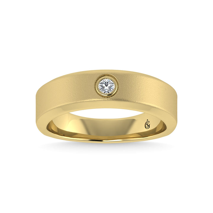 14K Yellow Gold Diamond 1/20 Ct.Tw. Mens Machine Band