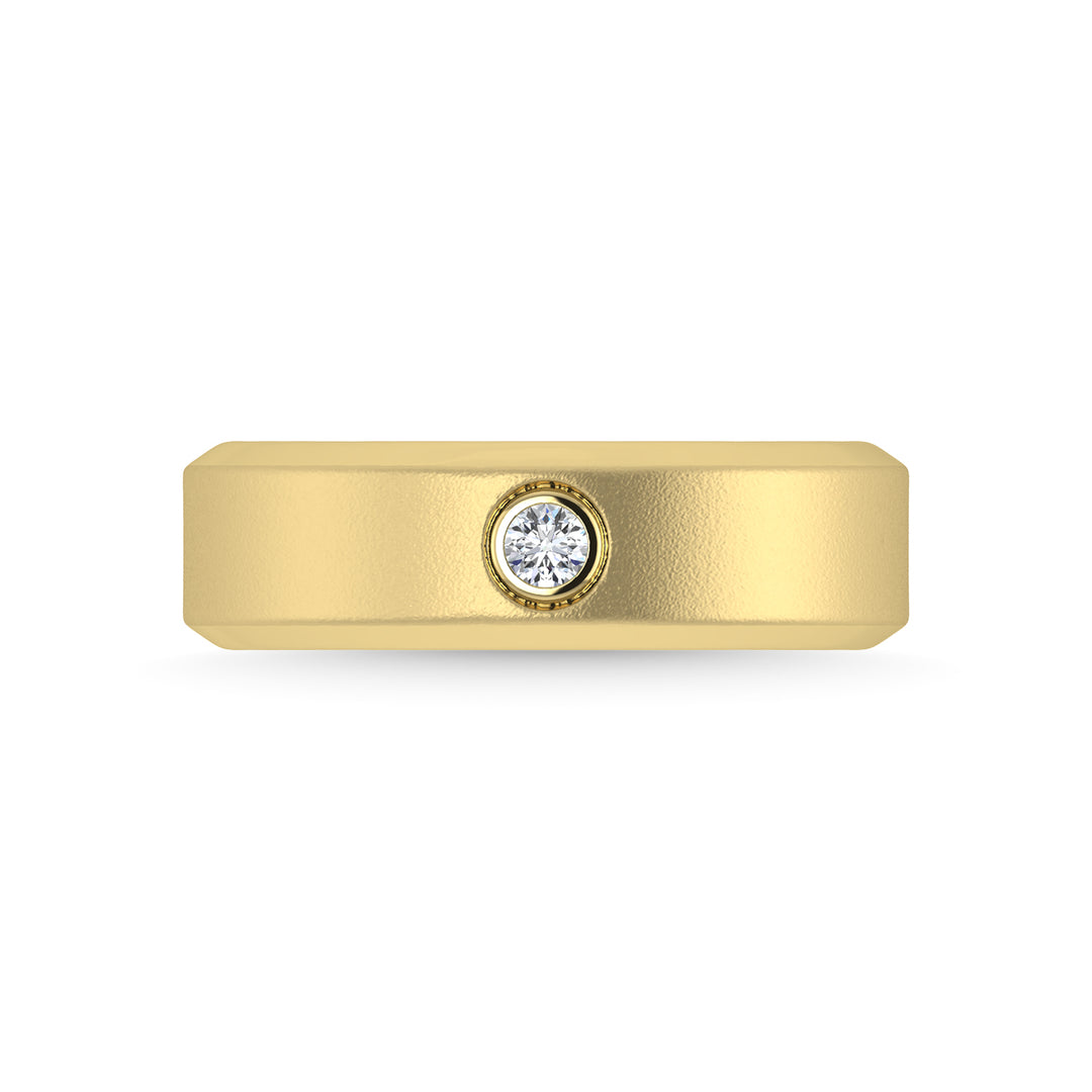 14K Yellow Gold Diamond 1/20 Ct.Tw. Mens Machine Band
