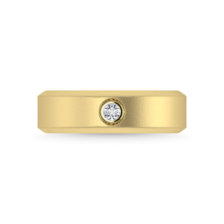 14K Yellow Gold Diamond 1/20 Ct.Tw. Mens Machine Band
