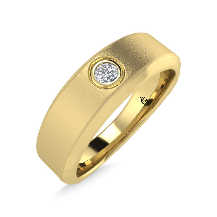 14K Yellow Gold Diamond 1/20 Ct.Tw. Mens Machine Band