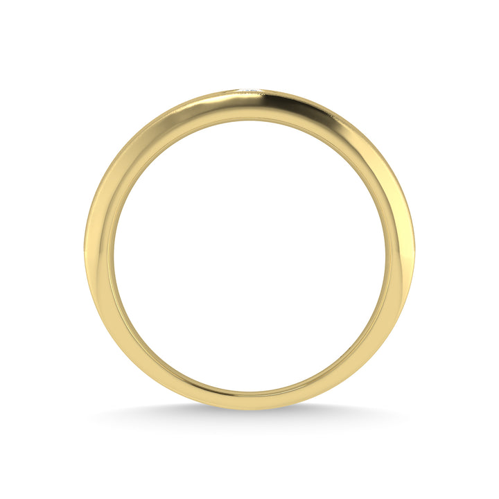 14K Yellow Gold Diamond 1/20 Ct.Tw. Mens Machine Band