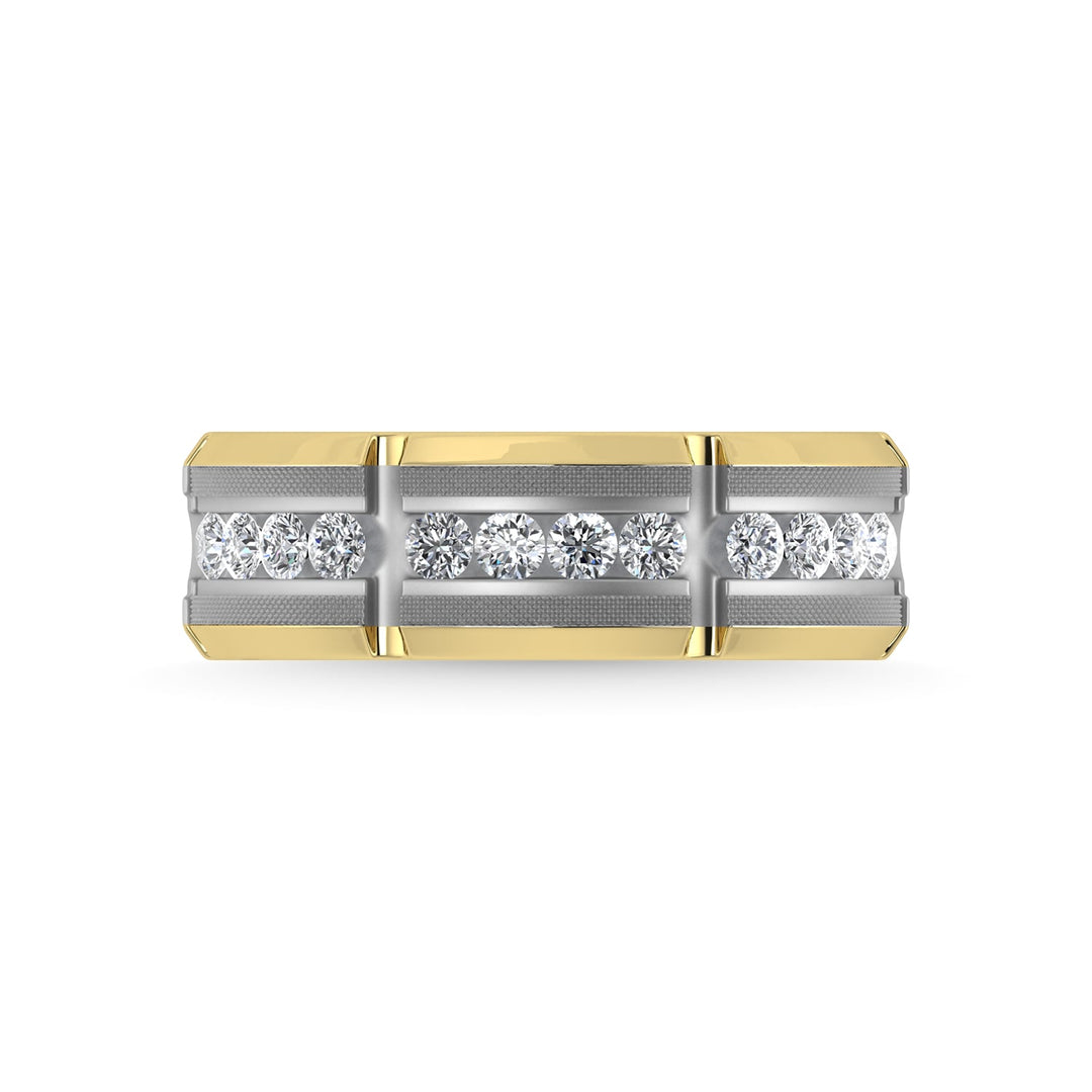14K Two Tone Diamond 1/2 Ct.Tw. Mens Machine Band