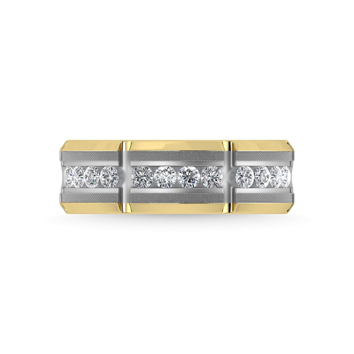 14K Two Tone Diamond 1/2 Ct.Tw. Mens Machine Band