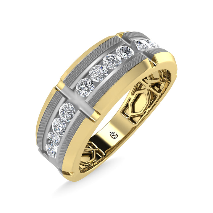 14K Two Tone Diamond 1/2 Ct.Tw. Mens Machine Band