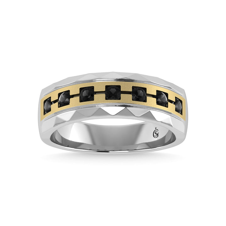 14K White Gold Diamond 1/2 Ct.Tw. Mens Machine Band