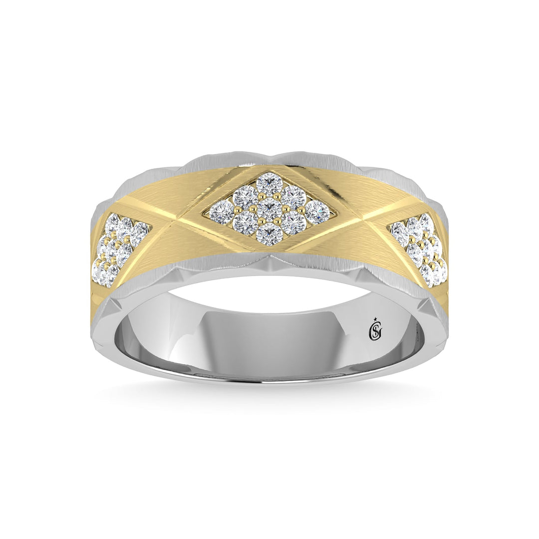 14K Yellow Gold Diamond 1/2 Ct.Tw. Mens Machine Band