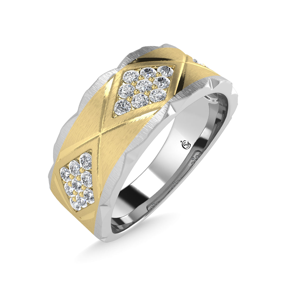 14K Yellow Gold Diamond 1/2 Ct.Tw. Mens Machine Band