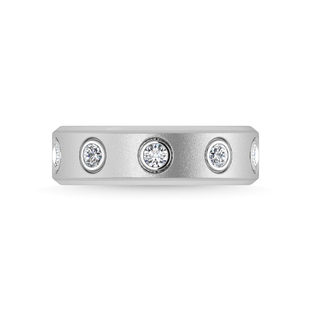 14K White Gold Diamond 3/8 Ct.Tw. Mens Machine Band