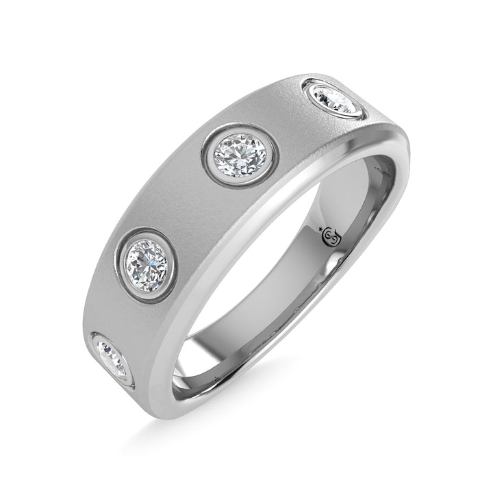 14K White Gold Diamond 3/8 Ct.Tw. Mens Machine Band