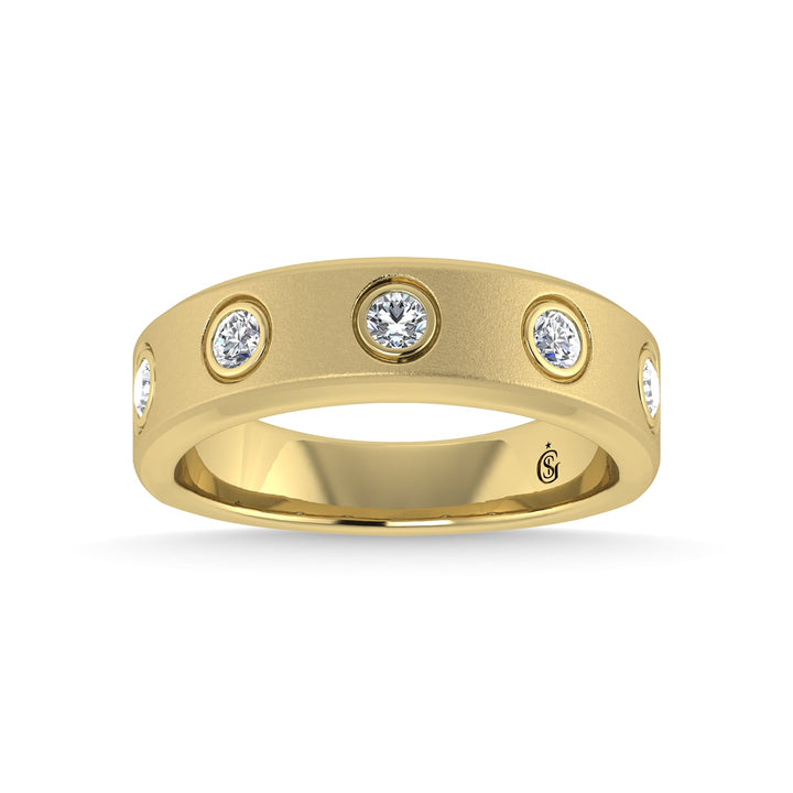 14K Yellow Gold Diamond 3/8 Ct.Tw. Mens Machine Band
