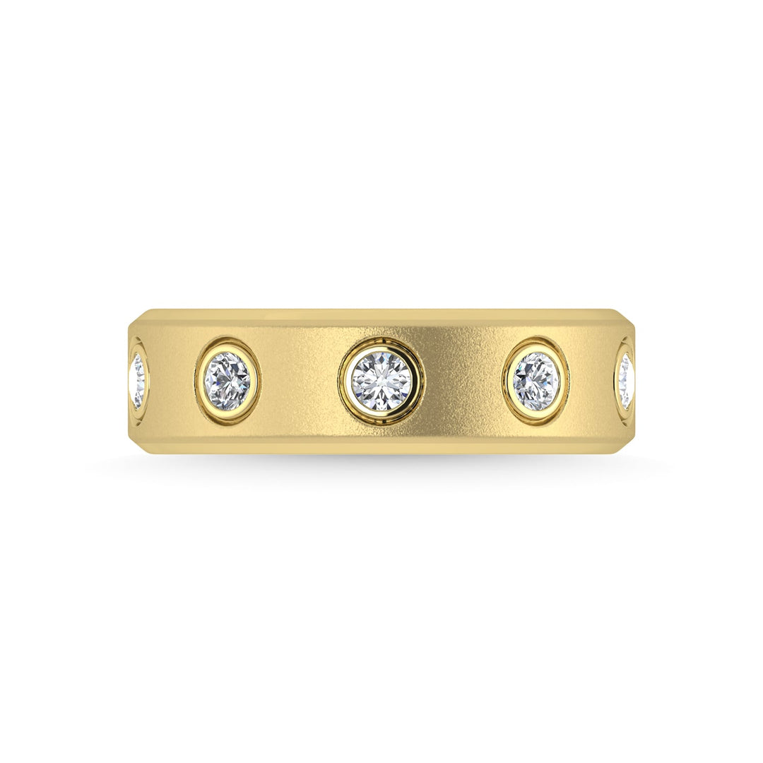 14K Yellow Gold Diamond 3/8 Ct.Tw. Mens Machine Band
