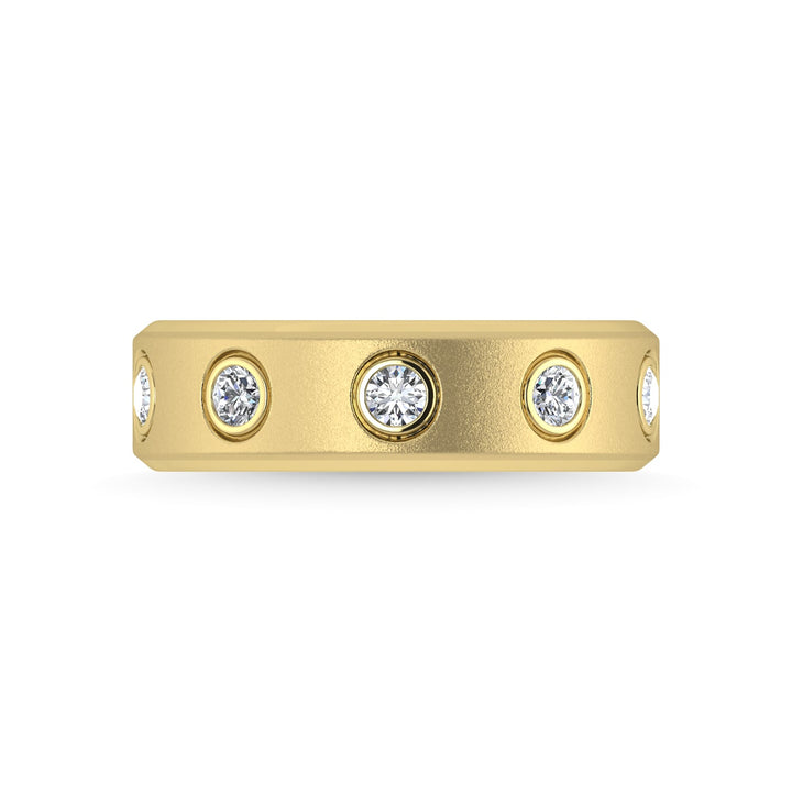 14K Yellow Gold Diamond 3/8 Ct.Tw. Mens Machine Band