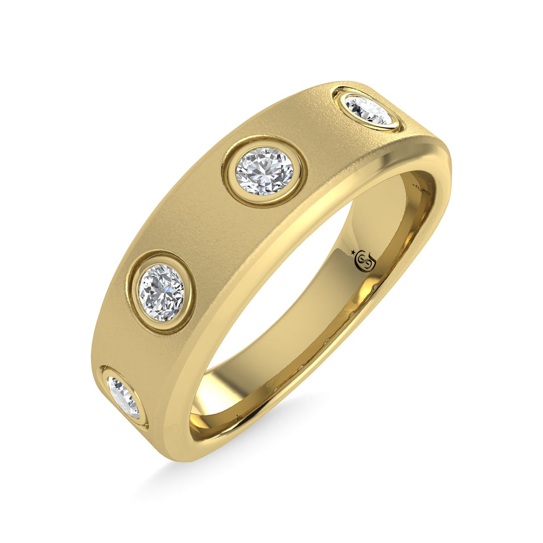 14K Yellow Gold Diamond 3/8 Ct.Tw. Mens Machine Band