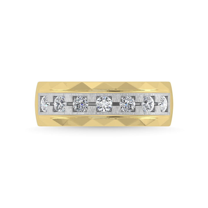 14K Two Tone Diamond 1/2 Ct.Tw. Mens Machine Fusion Band