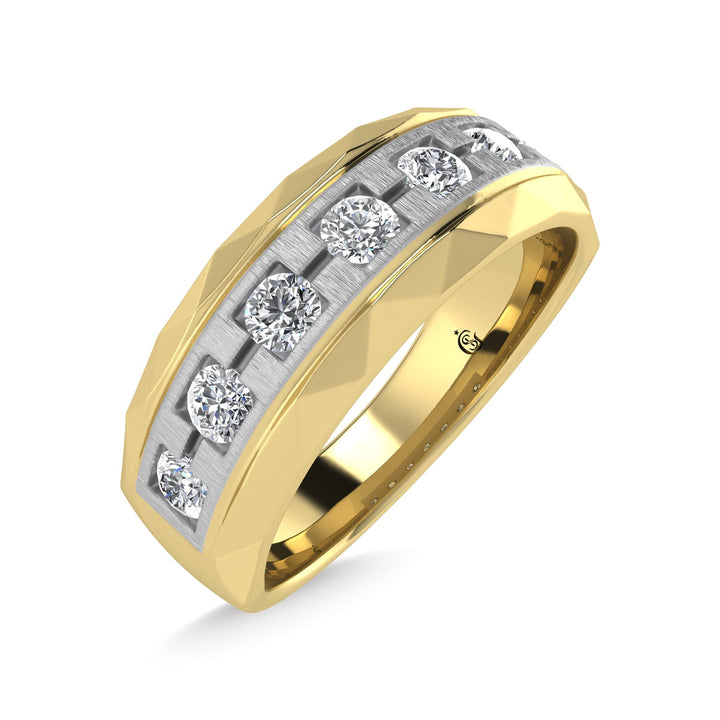 14K Two Tone Diamond 1/2 Ct.Tw. Mens Machine Fusion Band
