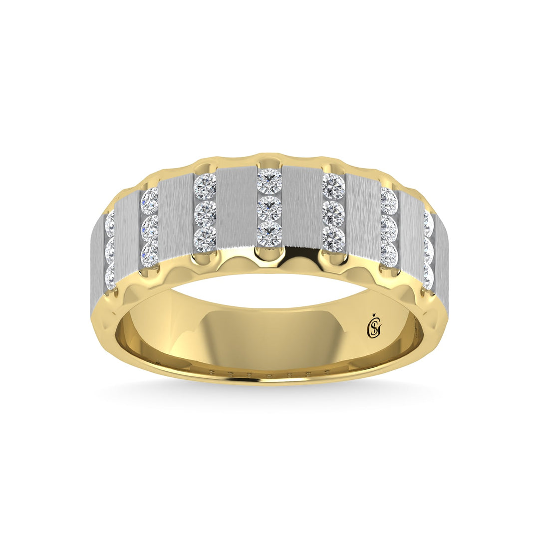 14K Two Tone Diamond 1/2 Ct.Tw. Mens Machine Fusion Band
