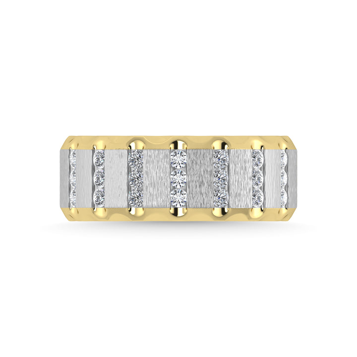 14K Two Tone Diamond 1/2 Ct.Tw. Mens Machine Fusion Band