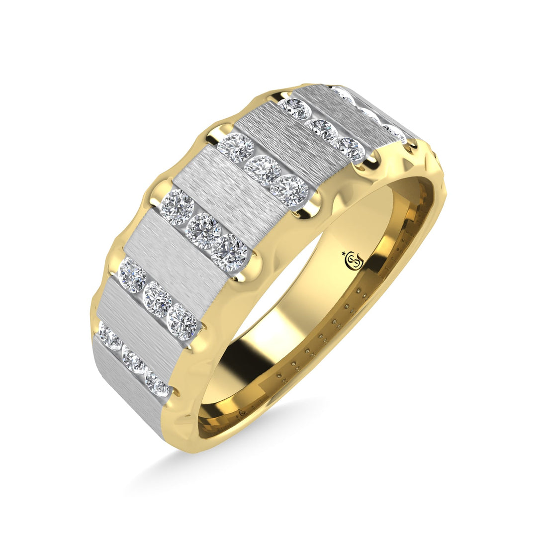 14K Two Tone Diamond 1/2 Ct.Tw. Mens Machine Fusion Band