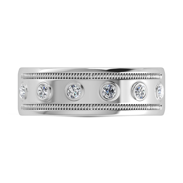 10K White Gold Diamond 1/5 Ct.Tw. Machine Set Mens Band