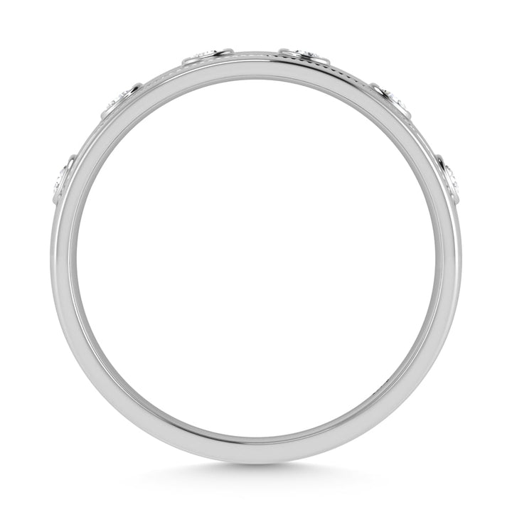 10K White Gold Diamond 1/5 Ct.Tw. Machine Set Mens Band