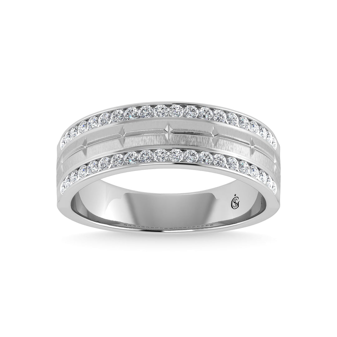 14K White Gold Diamond 1/2 Ct.Tw. Mens Machine Band