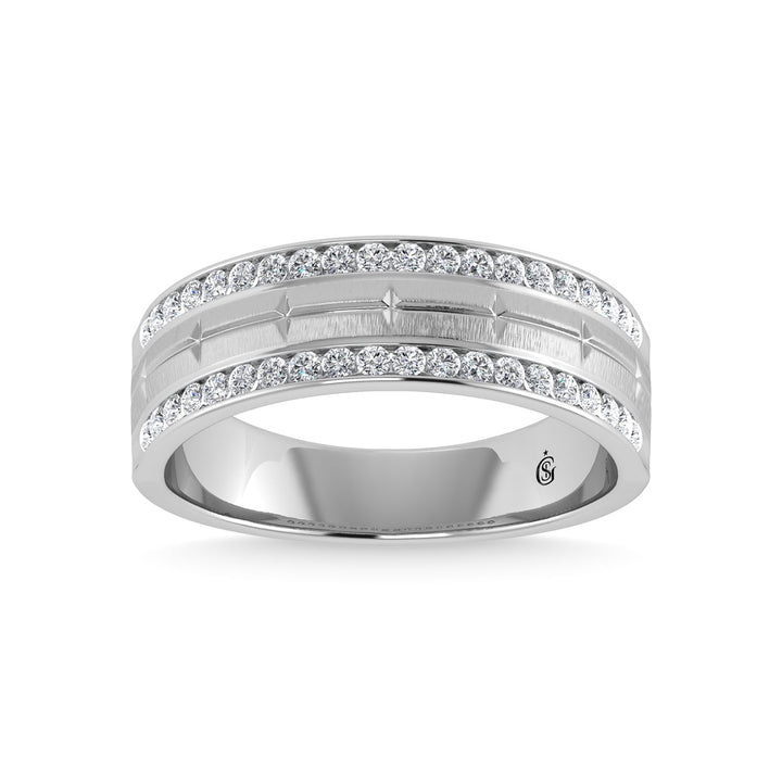 14K White Gold Diamond 1/2 Ct.Tw. Mens Machine Band