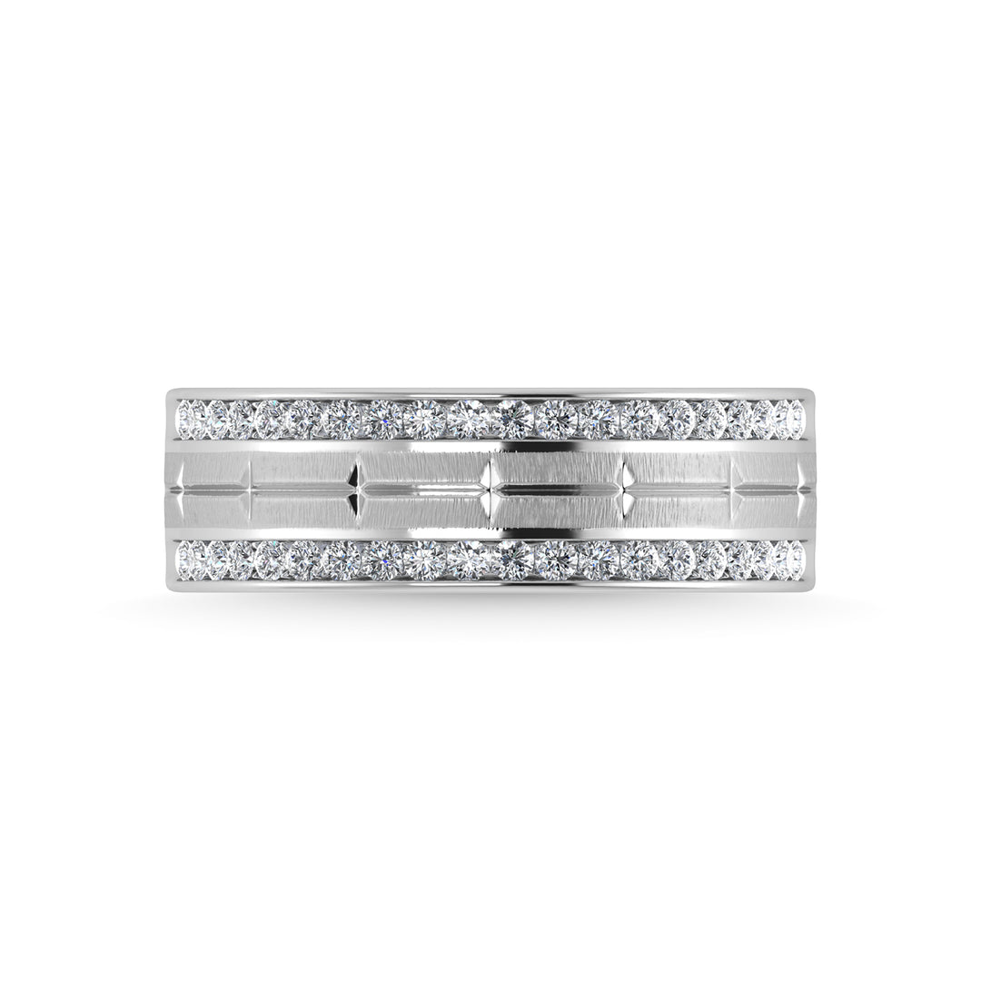 14K White Gold Diamond 1/2 Ct.Tw. Mens Machine Band