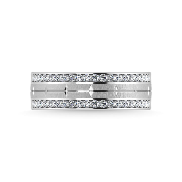14K White Gold Diamond 1/2 Ct.Tw. Mens Machine Band