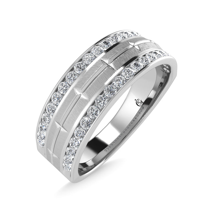 14K White Gold Diamond 1/2 Ct.Tw. Mens Machine Band