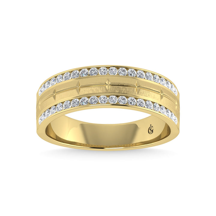 14K Yellow Gold Diamond 1/2 Ct.Tw. Mens Machine Band