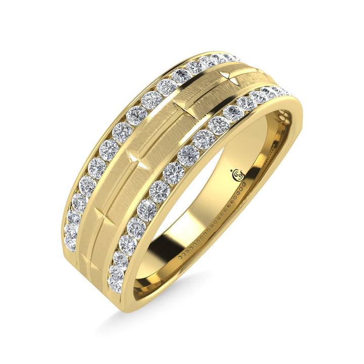 14K Yellow Gold Diamond 1/2 Ct.Tw. Mens Machine Band