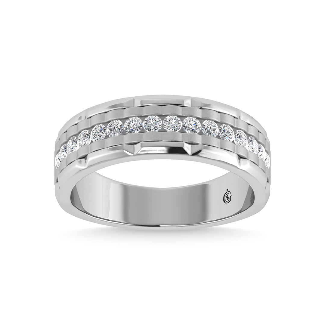 14K White Gold Diamond 1/2 Ct.Tw. Mens Machine Band