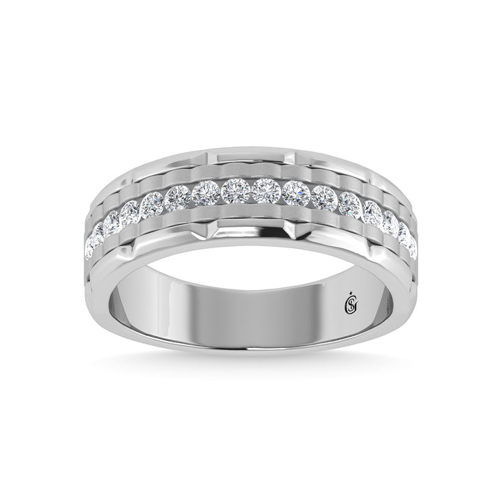 14K White Gold Diamond 1/2 Ct.Tw. Mens Machine Band