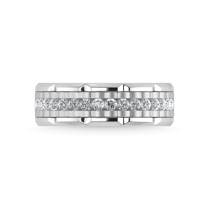 14K White Gold Diamond 1/2 Ct.Tw. Mens Machine Band