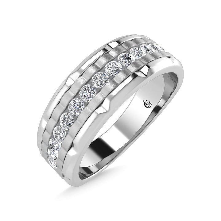 14K White Gold Diamond 1/2 Ct.Tw. Mens Machine Band