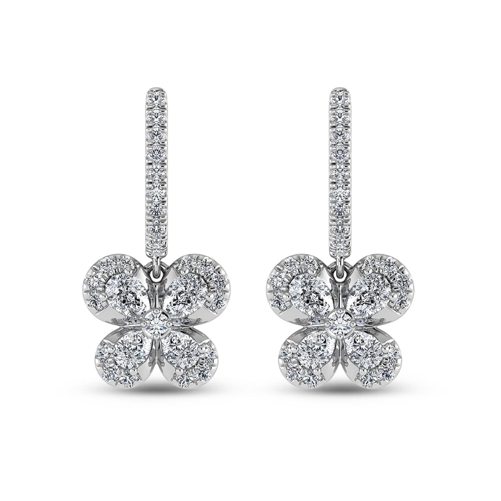 14K White Gold Diamond 1 5/8 Ct.Tw.  Fashion Earrings