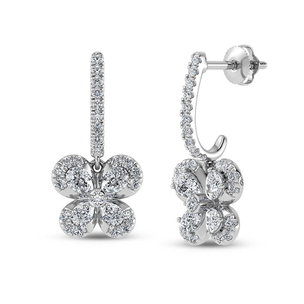 14K White Gold Diamond 1 5/8 Ct.Tw.  Fashion Earrings