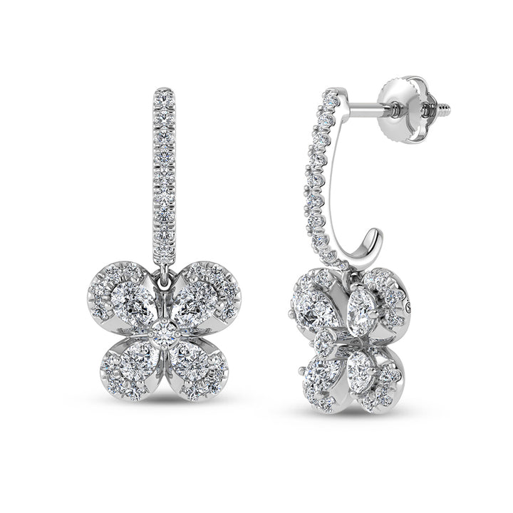 14K White Gold Diamond 1 5/8 Ct.Tw.  Fashion Earrings