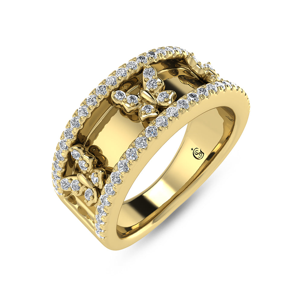 14K Yellow Gold Diamond 1/3 Ct.Tw. Butterfly Fashion Ring