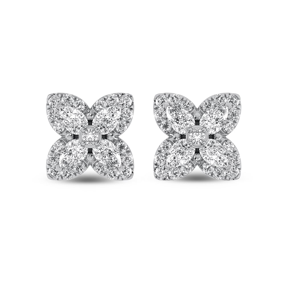 14K White Gold Diamond 1 1/6 Ct.Tw.  Fashion Earrings