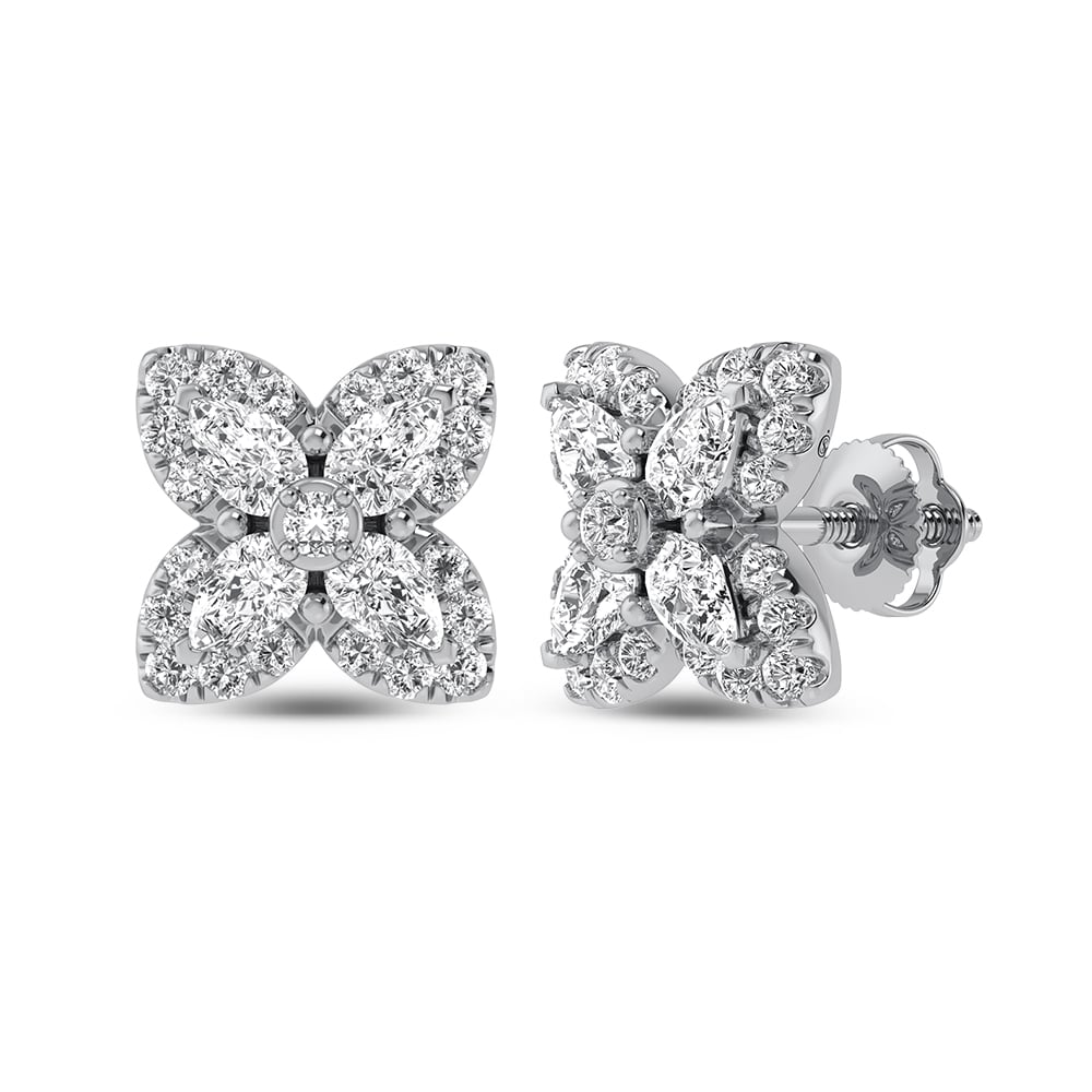 14K White Gold Diamond 1 1/6 Ct.Tw.  Fashion Earrings