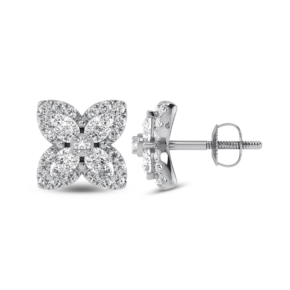 14K White Gold Diamond 1 1/6 Ct.Tw.  Fashion Earrings